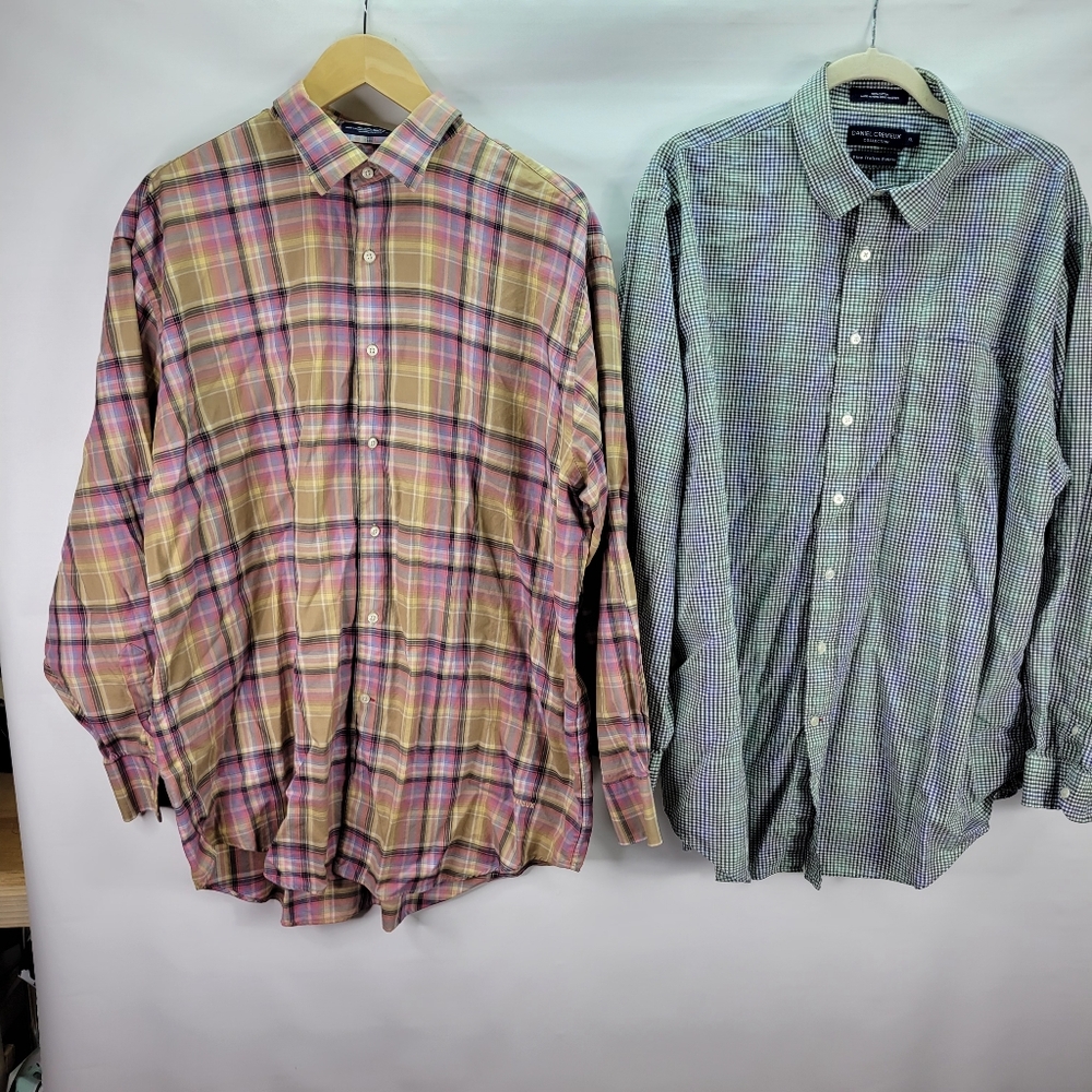 2 Daniel Cremieux 100% Cotton Plaid Button Front Shirts Size XL
